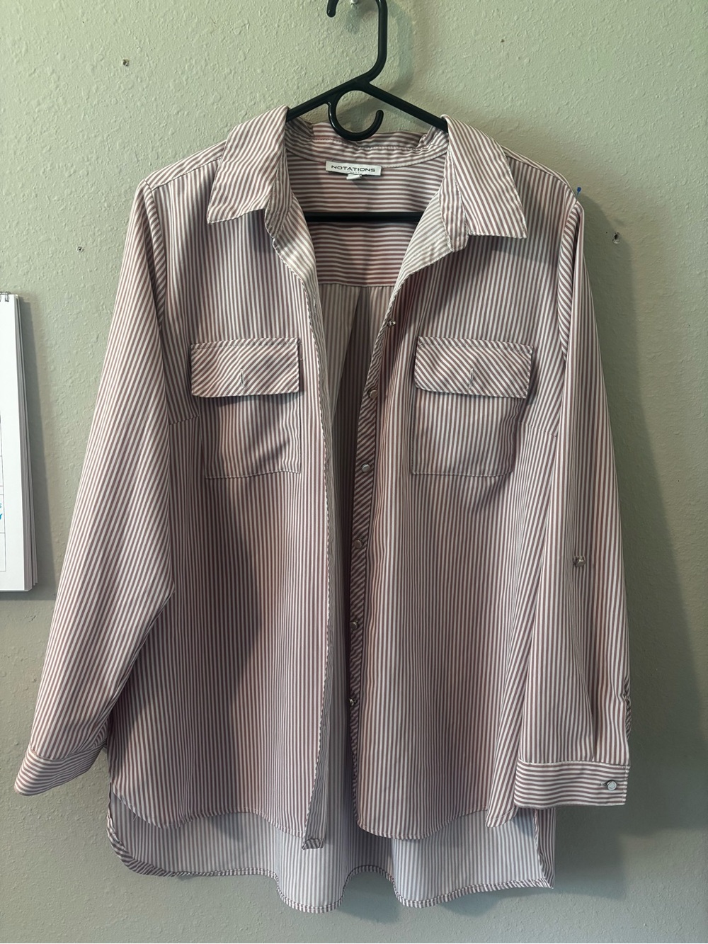 Notations Pink & White Striped Shirt Jacket